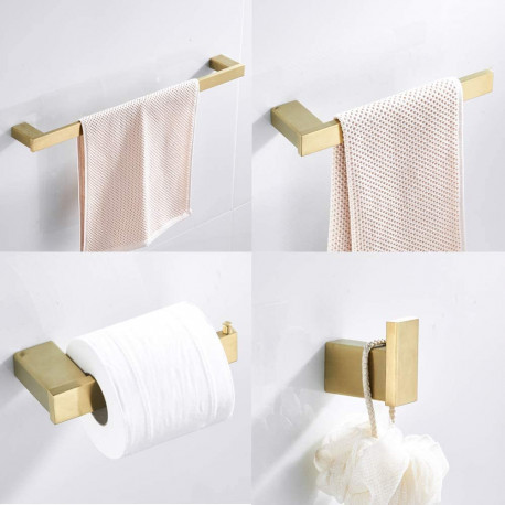 Set accesorii baie, Blackswan, Tip M2, 4 piese, model auriu mat, dimensiune 60 cm