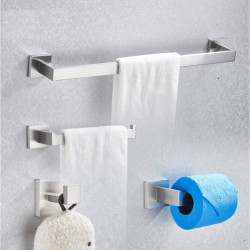 Set accesorii baie, Blackswan, Tip M8, 4 piese, model nichel mat, dimensiune 60 cm