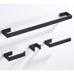 Set accesorii baie, Blackswan, Tip M9, 4 piese, model negru mat, dimensiune 62 cm