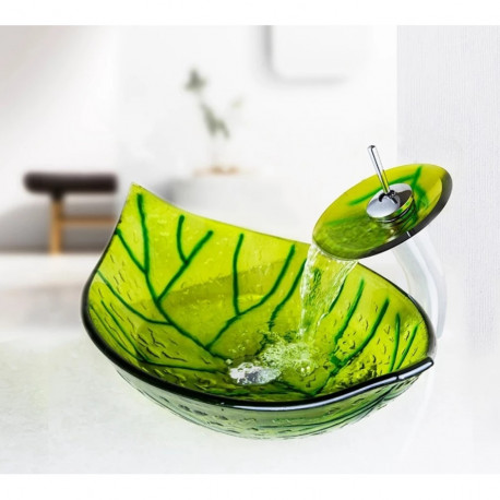 Set chiuveta baie si baterie, Blackswan, Tip M3, model oval - verde deschis, dimensiune 55.5 cm