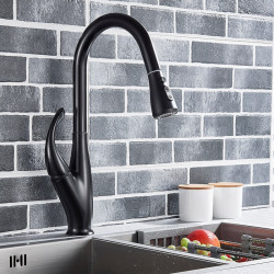 Baterie chiuveta bucatarie, Blackswan, Tip M164 cu 2 moduri si buton pauza, model negru mat, dimensiune 44.5 cm