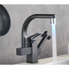 Baterie chiuveta bucatarie, Blackswan, Tip M181, cu LED si dus, model negru, dimensiune 25 cm