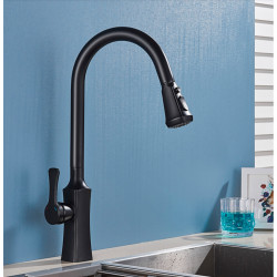 Baterie chiuveta bucatarie, Blackswan, Tip M195, cu doua moduri si buton pauza, model negru mat, dimensiune 46 cm