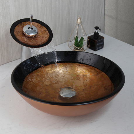 Set lavoar si baterie, Blackswan, Tip M48, model maroniu/ negru, dimensiune 42 cm