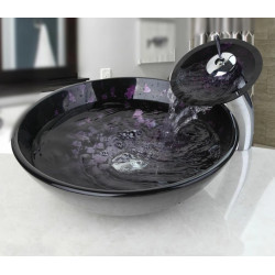 Set lavoar si baterie, Blackswan, Tip M58, model negru/ purple pal, dimensiune 42 cm