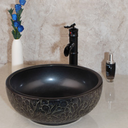 Set lavoar si baterie baie, Blackswan, Tip M65, model negru/ negru antichizat, dimensiune 41 cm