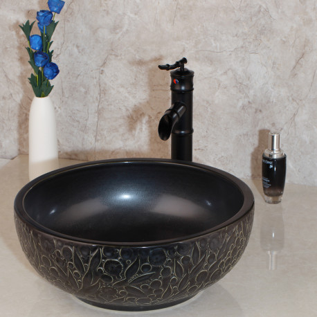 Set lavoar si baterie baie, Blackswan, Tip M65, model negru/ negru antichizat, dimensiune 41 cm