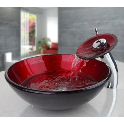 Set lavoar si baterie, Blackswan, Tip M74, model negru/ burgundy, dimensiune 42 cm
