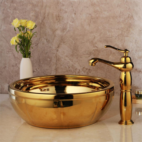 Set lavoar si baterie, Blackswan, Tip M79, model auriu, dimensiune 41 cm