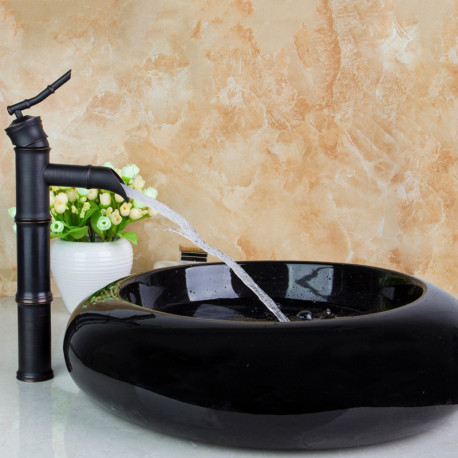 Set lavoar si baterie, Blackswan, Tip M84, model negru, dimensiune 50 cm