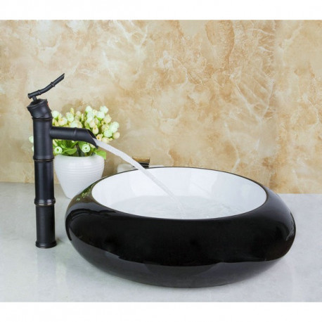Set lavoar si baterie, Blackswan, Tip M85, model negru/ alb, dimensiune 50 cm