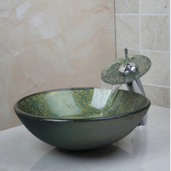 Set lavoar si baterie, Blackswan, Tip M88, verde/ auriu, 42 cm