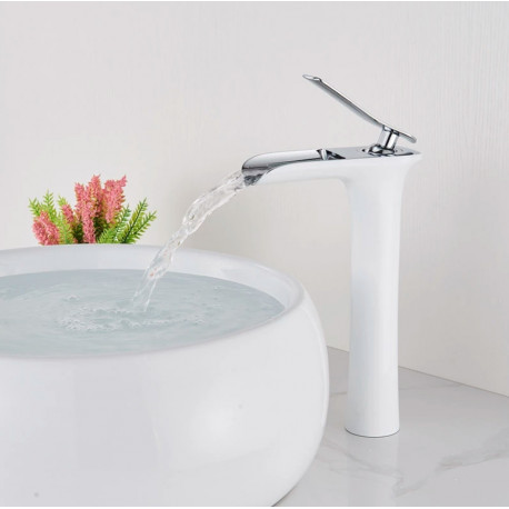 Baterie chiuveta baie, Blackswan, Tip Cascada M56, model alb/crom, dimensiune 29 cm