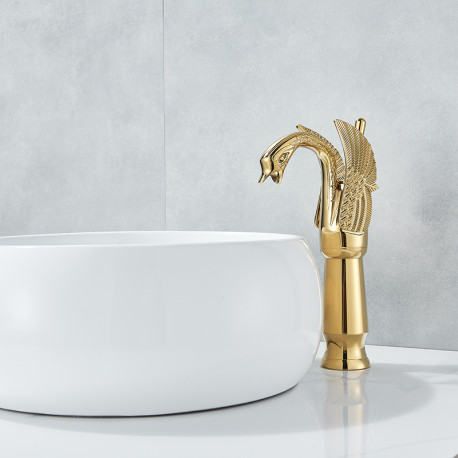 Baterie chiuveta baie, Blackswan, Tip M135, model auriu Lebada, dimensiune 29 cm