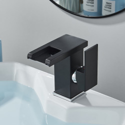 Baterie chiuveta baie, Blackswan, Tip M173, model negru mat cu LED, dimensiune 12.5 cm