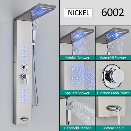 Panel dus, Blackswan, Tip M6002, model nichel cu pipa, LED si functii SPA, dimensiune 121 cm