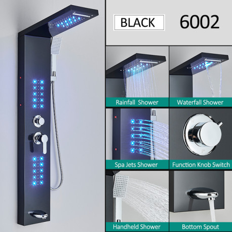 Panel dus, Blackswan, Tip M6002, model negru cu pipa, LED si functii SPA, dimensiune 121 cm