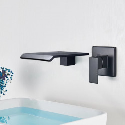 Baterie chiuveta baie, Blackswan, Tip Cascada M77, model negru mat, dimensiune 16.5 cm
