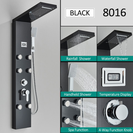 Panel dus, Blackswan, Tip M8016 model negru cu afisaj digital si functii SPA, dimensiune 114 cm