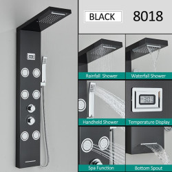 Panou dus, Blackswan, Tip M8018 model negru cu afisaj digital, pipa tip cascada si functii SPA, dimensiune 114 cm