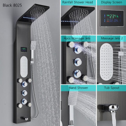 Panou dus, Blackswan, Tip M8025 model negru cu LED, afisaj digital, pipa si functii SPA, dimensiune 112 cm