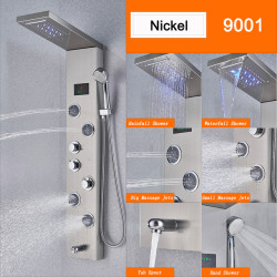 Panou dus, Blackswan, Tip M9001 model nichel cu LED, afisaj digital, pipa si functii SPA, dimensiune 114 cm