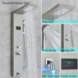 Panel dus, Blackswan, Tip M9007 model nichel cu LED, afisaj digital, pipa si functii SPA, dimensiune 114 cm