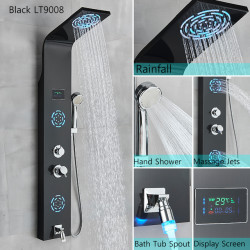 Panel dus, Blackswan, Tip M9008 model negru cu LED, afisaj digital, pipa si functii SPA, dimensiune 114 cm