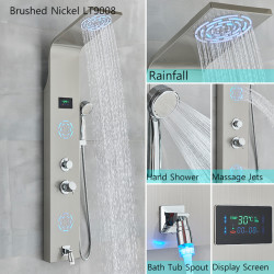Panel dus, Blackswan, Tip M9008 model nichel cu LED, afisaj digital, pipa si functii SPA, dimensiune 114 cm