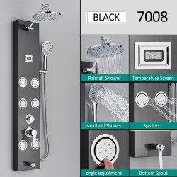 Panel dus, Blackswan, Tip M7008 model negru cu cap de dus, afisaj digital, pipa si functii SPA, dimensiune 111 cm