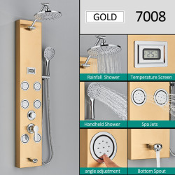 Panel dus, Blackswan, Tip M7008 model auriu cu cap de dus, afisaj digital, pipa si functii SPA, dimensiune 111 cm