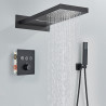 Set baterie dus, Blackswan, Tip M164, model negru mat, cu 2 cai, termostat, dimensiune 54 cm