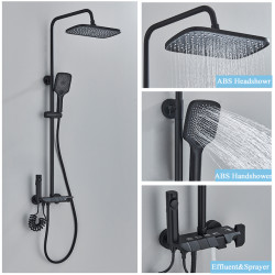 Coloana dus, Blackswan, Tip M166, model negru ajustabil, cu pipa ascunsa si dus cu presiune, dimensiune 120 cm