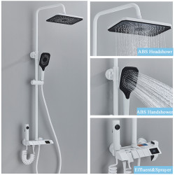 Coloana dus, Blackswan, Tip M170, model alb ajustabil, cu display LCD, pipa ascunsa si dus cu presiune, dimensiune 120 cm
