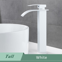 Baterie chiuveta baie, Blackswan, Tip M161, model alb mat cu pipa tip cascada, dimensiune 25 cm